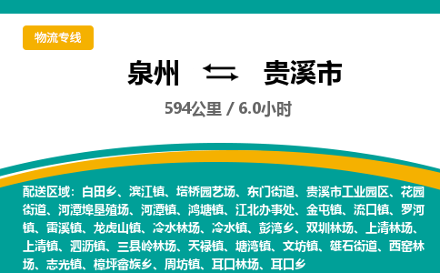 泉州到贵溪市物流公司-泉州至贵溪市专线-高品质为您的生意保驾护航-让你安心、省心、放心